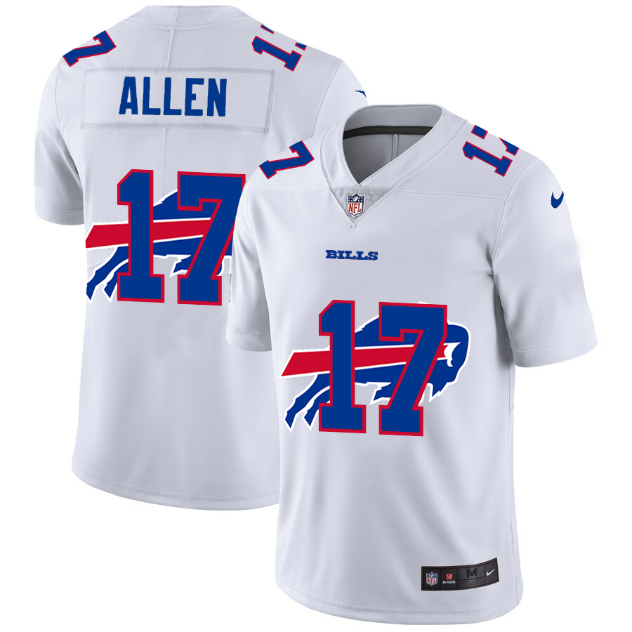 Men's Buffalo Bills #17 Josh Allen White Shadow Logo Limited Stitched Jersey